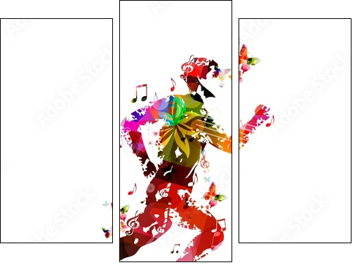 Colorful vector runner silhouette background with butterflies.  - Obraz trzyczęściowy, Tryptyk