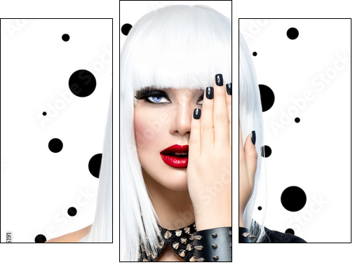Fashion Beauty Model Girl. Punk Style Woman isolated on White  - Obraz trzyczęściowy, Tryptyk