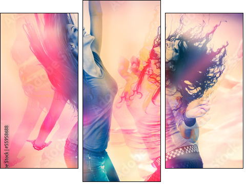 arty picture of dancing girls / disco disco 07  - Obraz trzyczęściowy, Tryptyk
