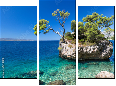 Croatian beach at a sunny day, Brela, Croatia  - Obraz trzyczęściowy, Tryptyk