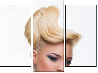 Girl with fancy hairstyle and makeup  - Obraz trzyczęściowy, Tryptyk