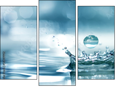 Splash water  - Obraz trzyczęściowy, Tryptyk