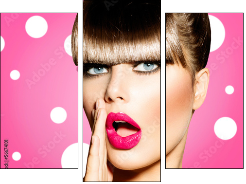 Surprised Woman with open Mouth. Pin up Girl  - Obraz trzyczęściowy, Tryptyk