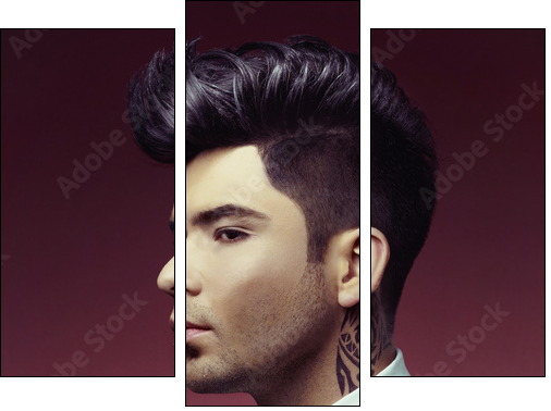 Man with stylish haircut  - Obraz trzyczęściowy, Tryptyk