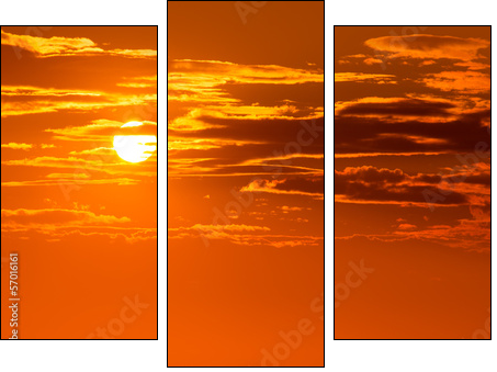 Sunset orange sky background at evening  - Obraz trzyczęściowy, Tryptyk