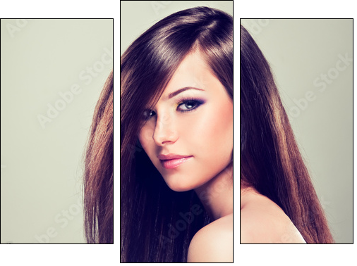 Brunette girl with long hair  - Obraz trzyczęściowy, Tryptyk