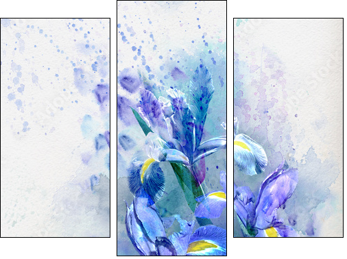 Watercolor iris  - Obraz trzyczęściowy, Tryptyk