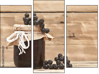Black chokeberry jam  - Obraz trzyczęściowy, Tryptyk