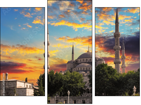 Blue mosque in Istanbul  - Obraz trzyczęściowy, Tryptyk