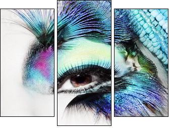 Beautiful woman face with perfect make up  - Obraz trzyczęściowy, Tryptyk