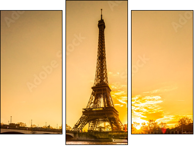 Eiffel tower at sunrise, Paris.  - Obraz trzyczęściowy, Tryptyk