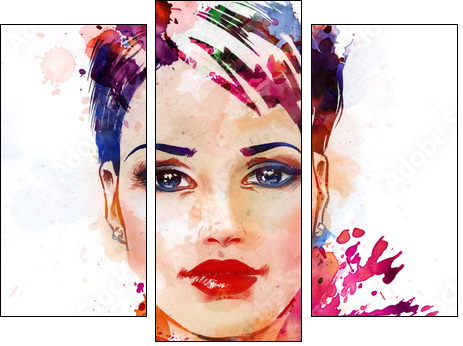 Fashion illustration of the beautiful girl  - Obraz trzyczęściowy, Tryptyk
