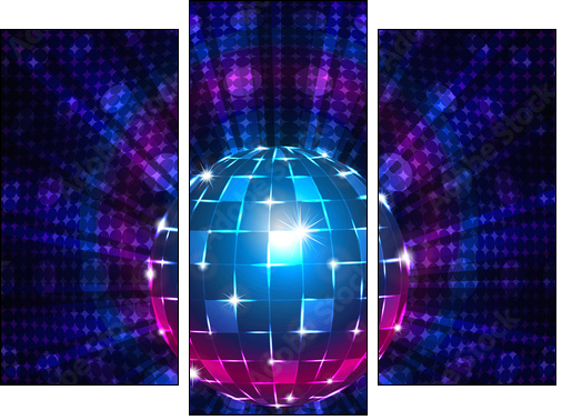 Fluorescent disco ball  - Obraz trzyczęściowy, Tryptyk