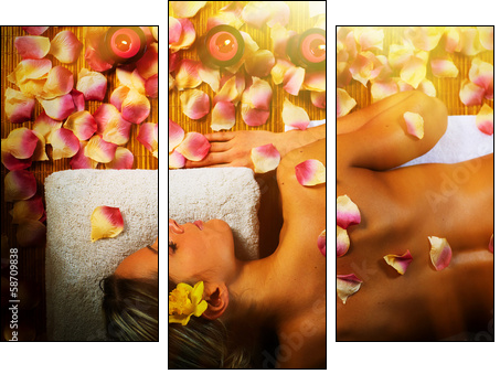 Beautiful woman having massage.  - Obraz trzyczęściowy, Tryptyk