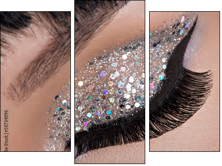 Woman eye with fashion makeup  - Obraz trzyczęściowy, Tryptyk