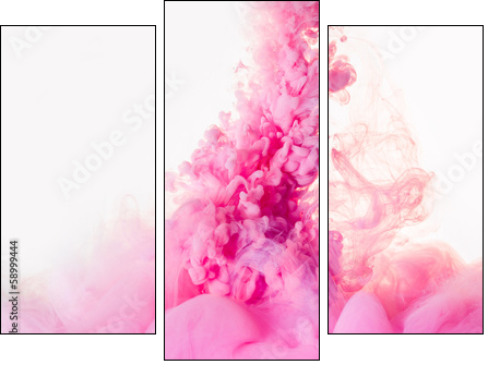 Ze smugą różowego dymu - Obraz trzyczęściowy, Tryptyk