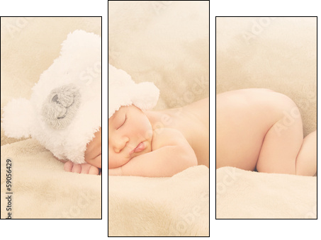 Sleeping newborn baby  - Obraz trzyczęściowy, Tryptyk