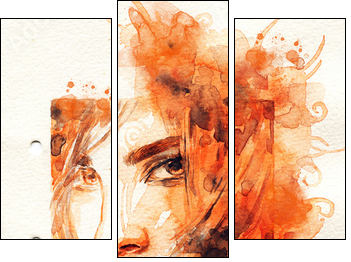 Beautiful woman. watercolor illustration  - Obraz trzyczęściowy, Tryptyk
