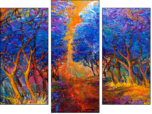 Autumn forest  - Obraz trzyczęściowy, Tryptyk