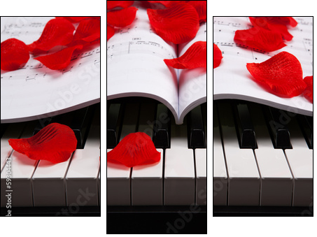Piano keys and musical book  - Obraz trzyczęściowy, Tryptyk