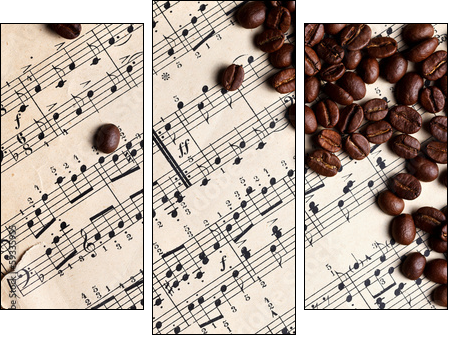 Music and coffe beans  - Obraz trzyczęściowy, Tryptyk
