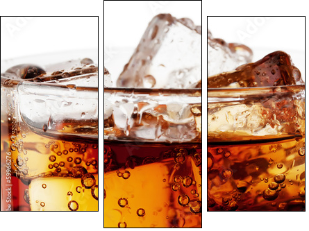 Fragment of glass cola with ice  - Obraz trzyczęściowy, Tryptyk