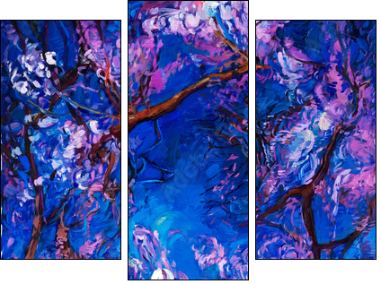 Forest at night  - Obraz trzyczęściowy, Tryptyk