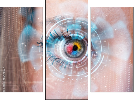Future woman with cyber technology eye panel concept  - Obraz trzyczęściowy, Tryptyk