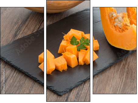 Sliced pumpkin  - Obraz trzyczęściowy, Tryptyk
