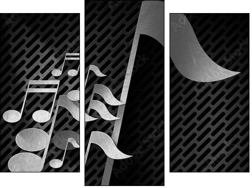 Music Note Background - Metal Grid  - Obraz trzyczęściowy, Tryptyk