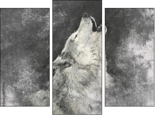Tańczący z wilkami, wyjący do księżyca  - Obraz trzyczęściowy, Tryptyk