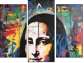 Mona Lisa | Graffiti | Pop Art - Obraz trzyczęściowy, Tryptyk