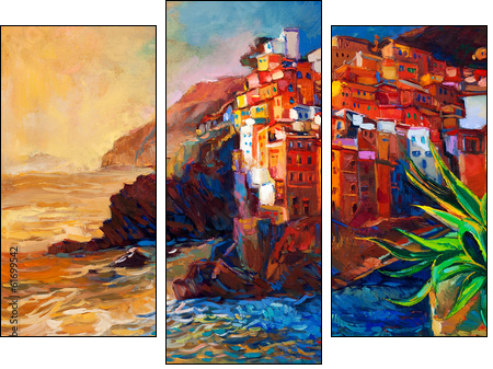 Cinque Terre coast  - Obraz trzyczęściowy, Tryptyk