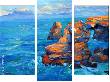 Cliffs and ocean  - Obraz trzyczęściowy, Tryptyk