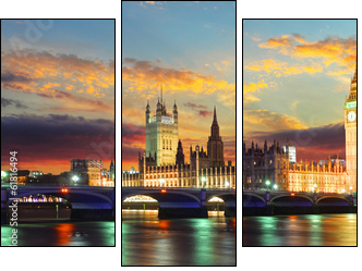 Houses of parliament - Big ben, London, UK  - Obraz trzyczęściowy, Tryptyk
