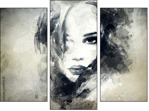 abstract  woman portrait  - Obraz trzyczęściowy, Tryptyk