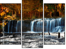 Tropical rainforest landscape with Kulen waterfall in Cambodia  - Obraz trzyczęściowy, Tryptyk