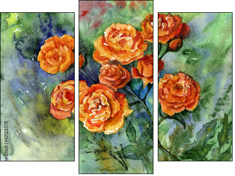 red rose  - Obraz trzyczęściowy, Tryptyk