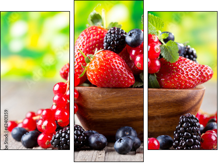 fresh berries  - Obraz trzyczęściowy, Tryptyk