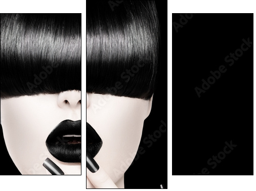 High Fashion Black and White Model Girl Portrait  - Obraz trzyczęściowy, Tryptyk