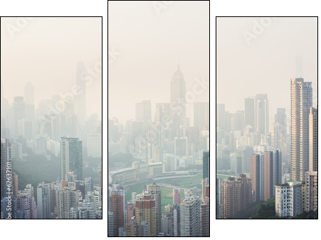 Air pollution hangs over Hong Kong Island  - Obraz trzyczęściowy, Tryptyk