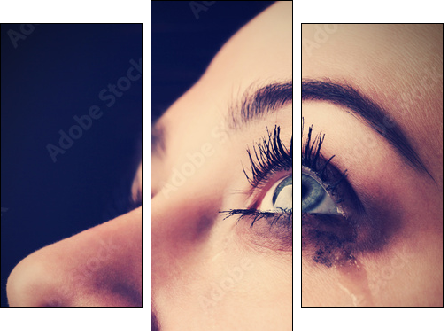 beauty girl cry  - Obraz trzyczęściowy, Tryptyk