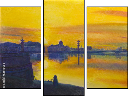 Sunset over the city  - Obraz trzyczęściowy, Tryptyk