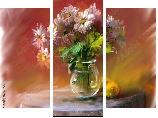 Flowers  - Obraz trzyczęściowy, Tryptyk