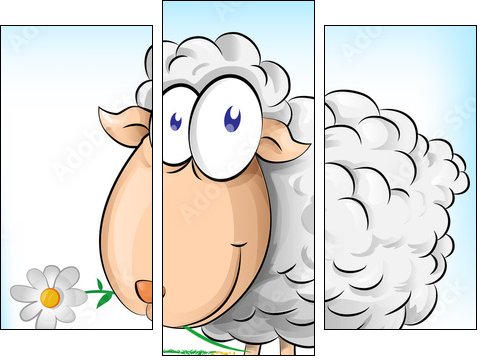 sheep cartoon on  background  - Obraz trzyczęściowy, Tryptyk