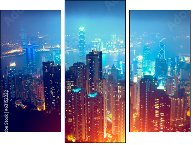 Hong Kong Night View  - Obraz trzyczęściowy, Tryptyk
