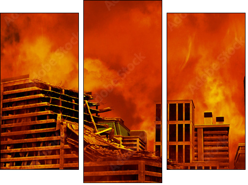 Red Destruction  - Obraz trzyczęściowy, Tryptyk