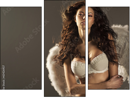 Woman angel with sexy big lips  - Obraz trzyczęściowy, Tryptyk