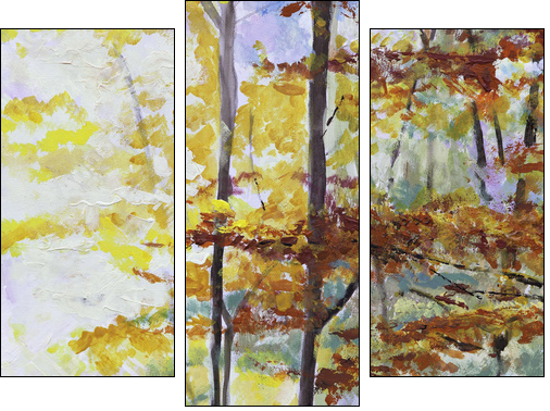 Autumn in the forest  - Obraz trzyczęściowy, Tryptyk