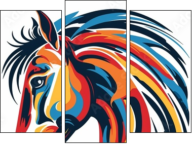 Abstract horse illustration. - Obraz trzyczęściowy, Tryptyk